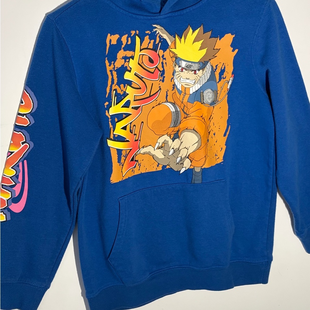 Naruto Graphic Hoodie in Royal Blue and Orange Y Large